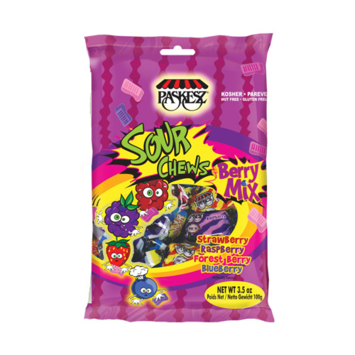 paskesz sour sticks strawberry 3.5 oz.