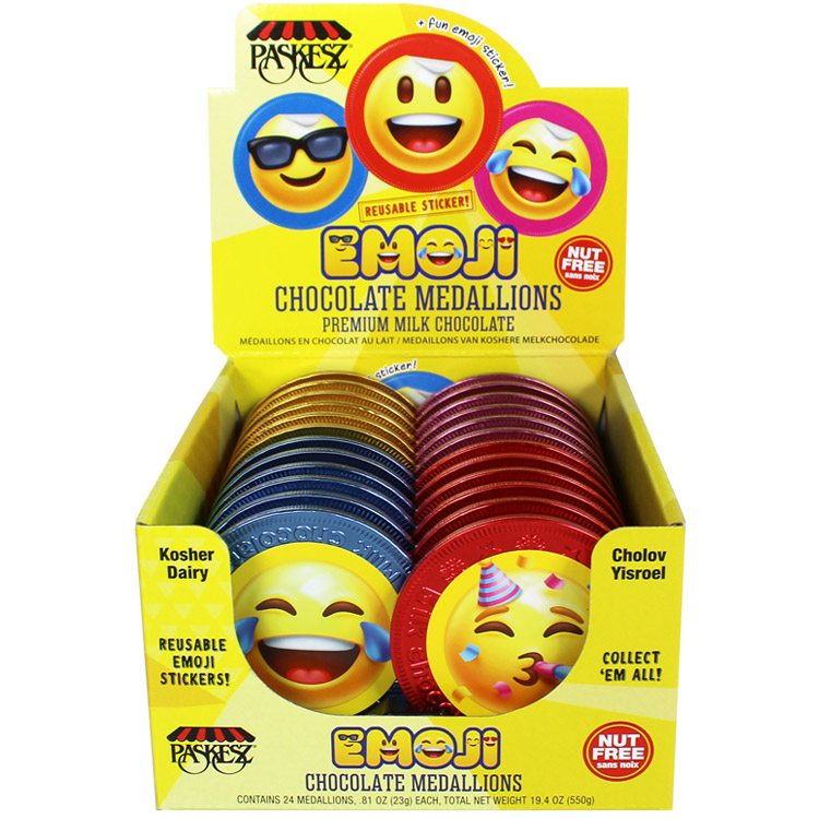 35072 Emoji stickered Milk Chocolate Medallions – Nut free